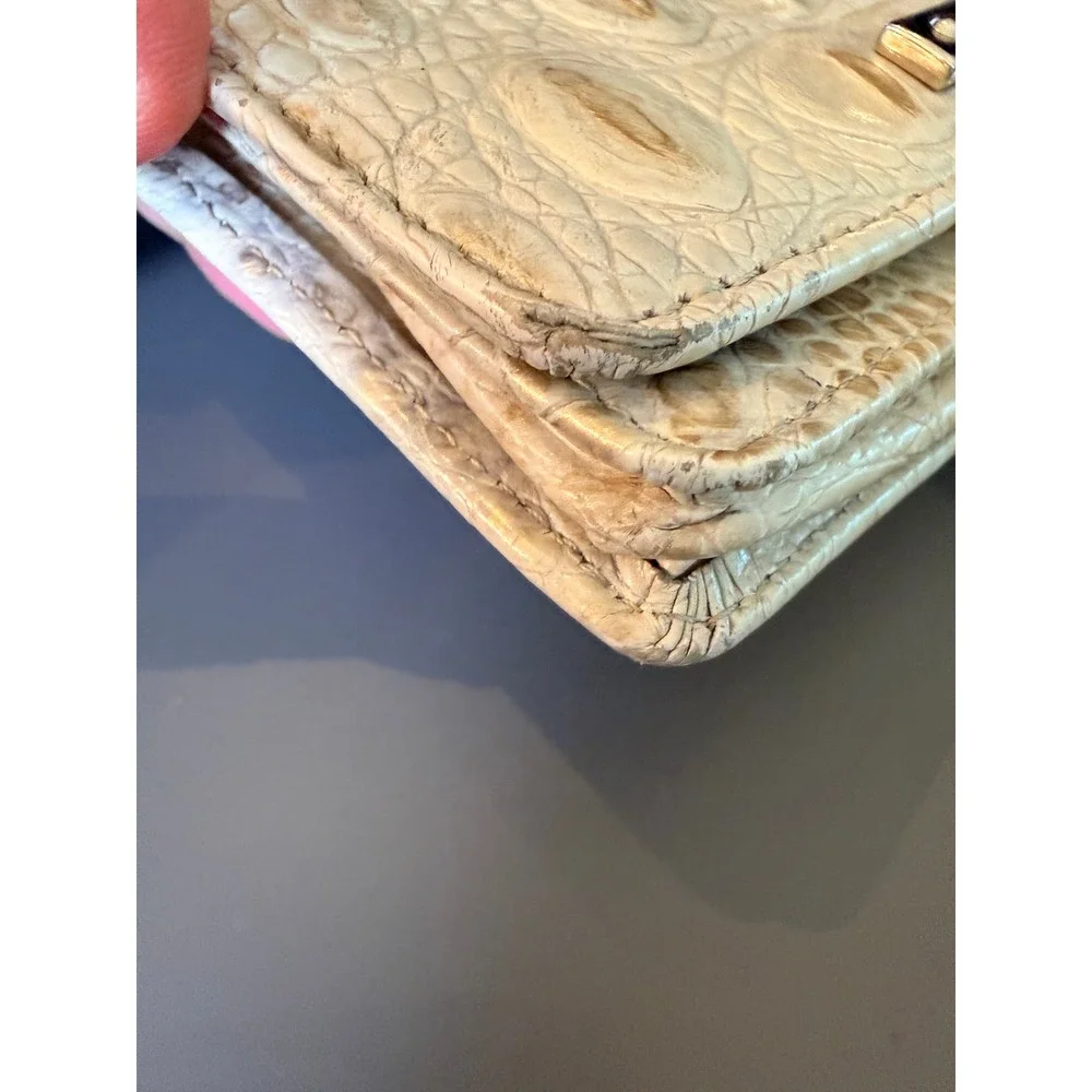 Brahmin Wristlet Wallet OS Cream Gold Croc Embossed Leather